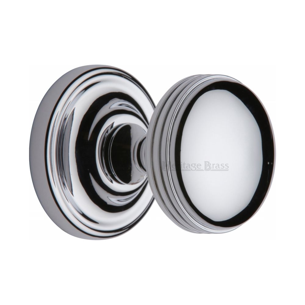 This is an image of a Heritage Brass - Mortice Knob on Rose Whitehall Design Polished Chrome Finish, whi6429-pc that is available to order from T.H Wiggans Ironmongery in Kendal.