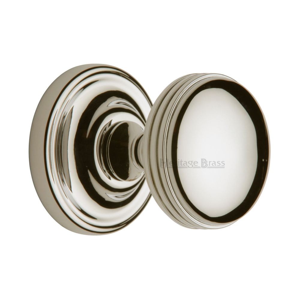 This is an image of a Heritage Brass - Mortice Knob on Rose Whitehall Design Polished Nickel Finish, whi6429-pnf that is available to order from T.H Wiggans Ironmongery in Kendal.