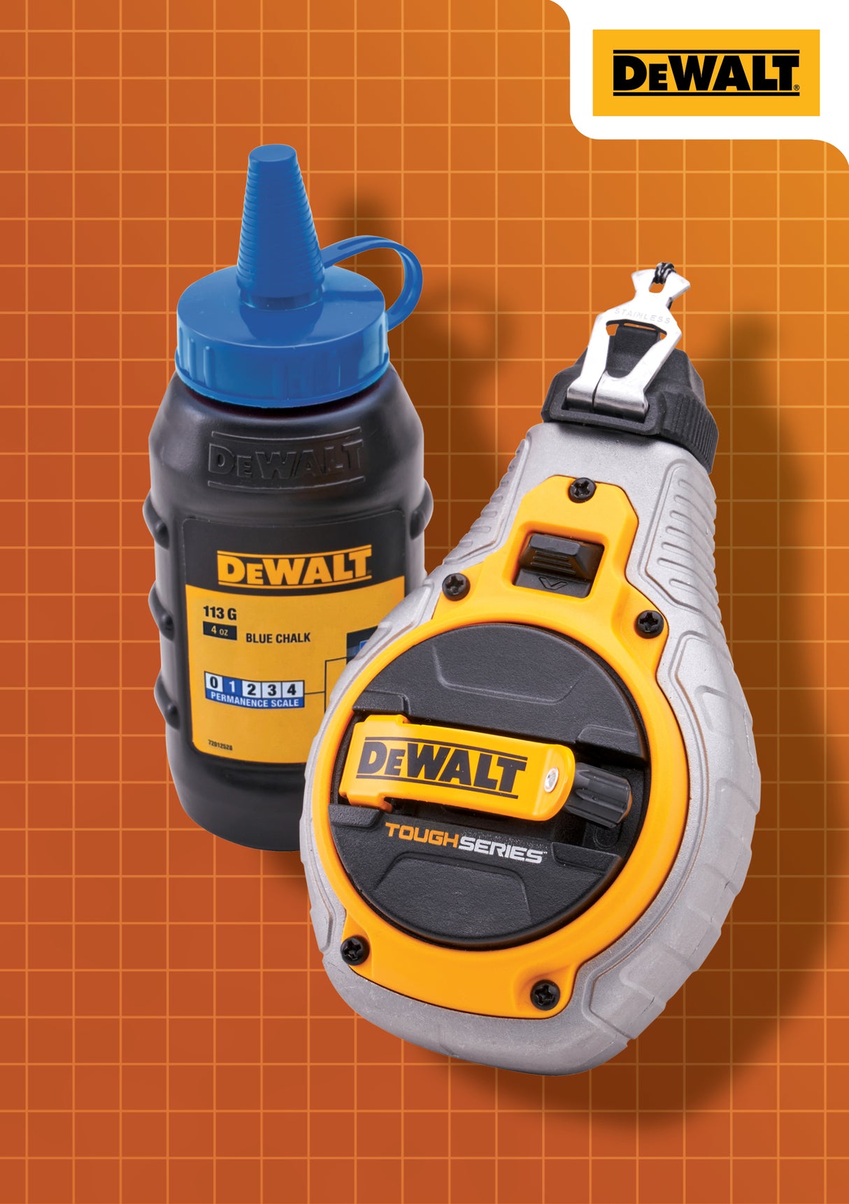 High quality image of DeWalt Chalk Line & Blue Chalk Set, availble from T.H. Wiggans Ironmongery in Kendal