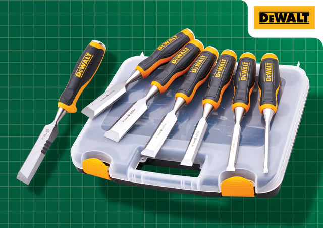 High quality image of DeWalt 6 Piece Chisel Set With Free Chisel Knife, availble from T.H. Wiggans Ironmongery in Kendal