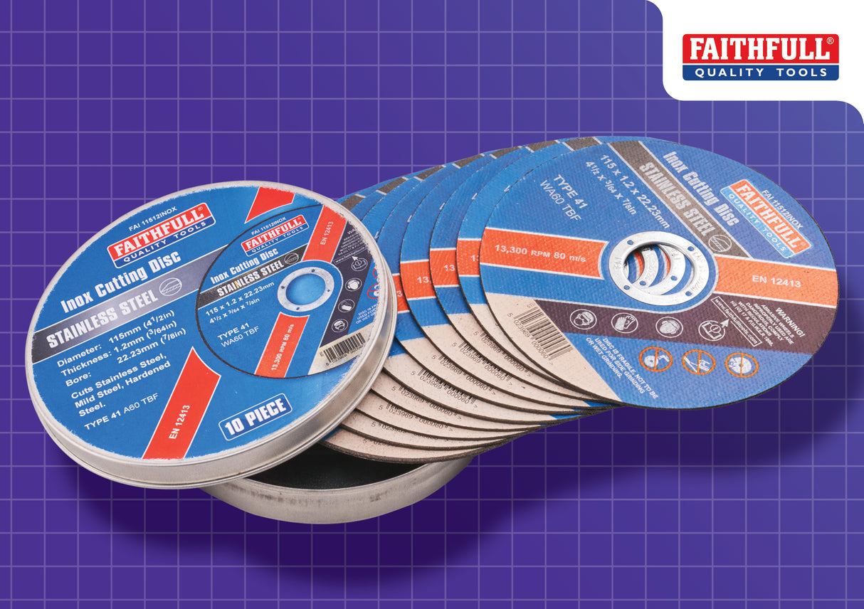 High quality image of Faithfull 115mm (4.5") Inox Discs, availble from T.H. Wiggans Ironmongery in Kendal