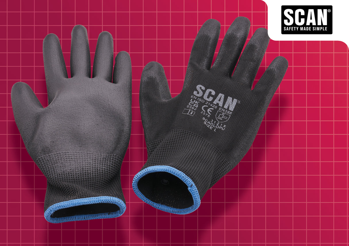 High quality image of Scan Dipped PU Gloves, availble from T.H. Wiggans Ironmongery in Kendal