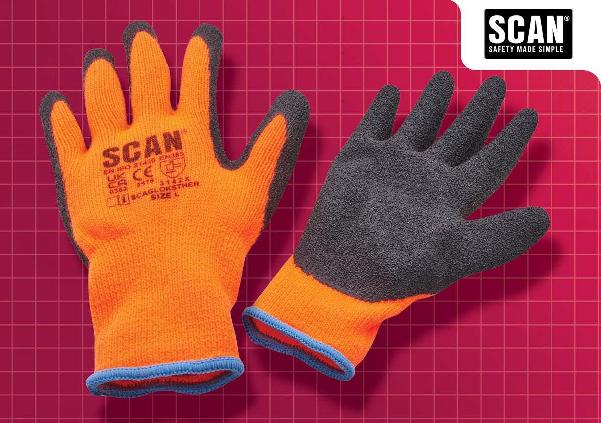 High quality image of Scan Dipped Thermal Latex Gloves, availble from T.H. Wiggans Ironmongery in Kendal