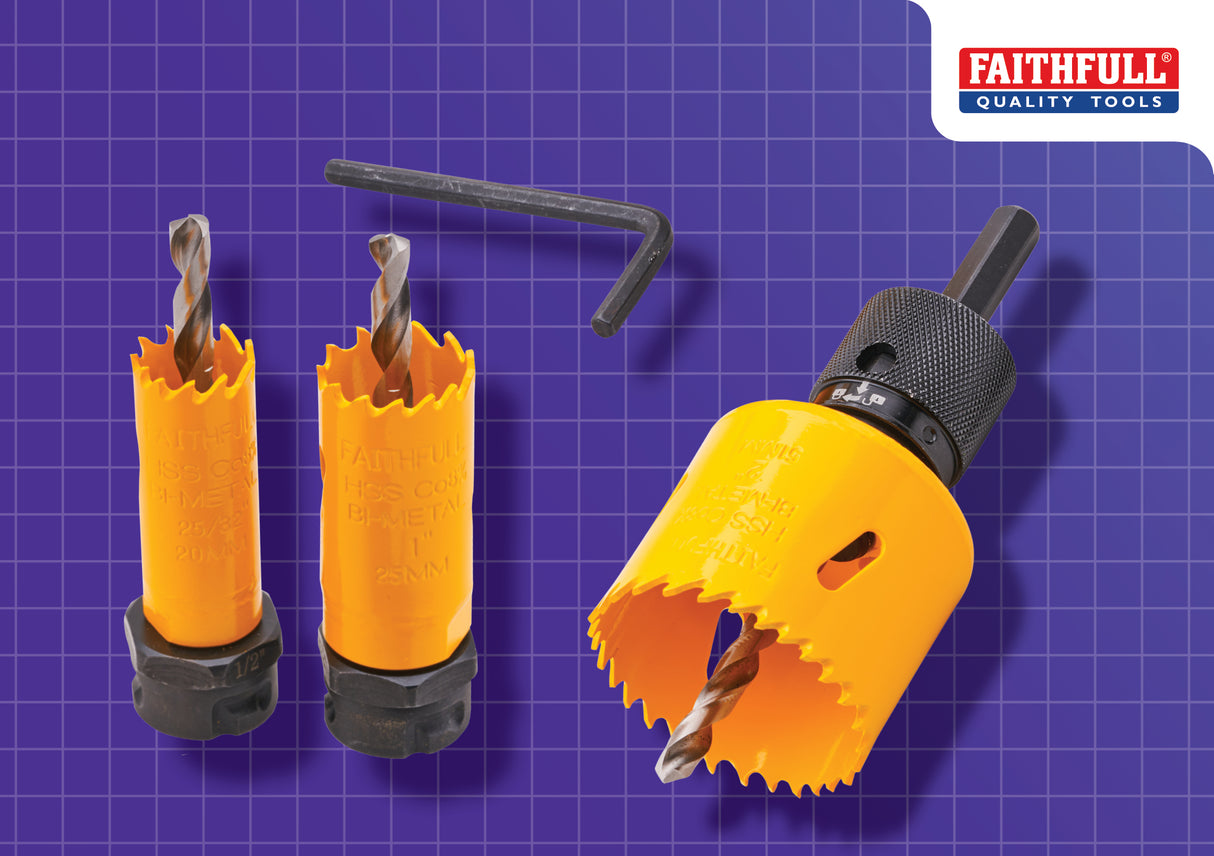 High quality image of Faithfull Quick Change Holesaw Set, availble from T.H. Wiggans Ironmongery in Kendal