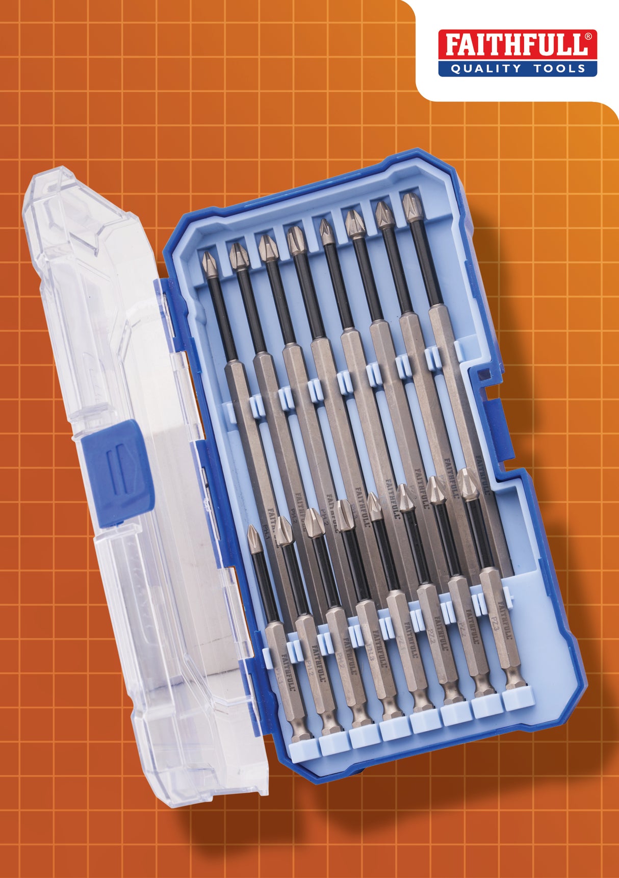 High quality image of Faithfull Long Series Impact Driver Bit Set, availble from T.H. Wiggans Ironmongery in Kendal