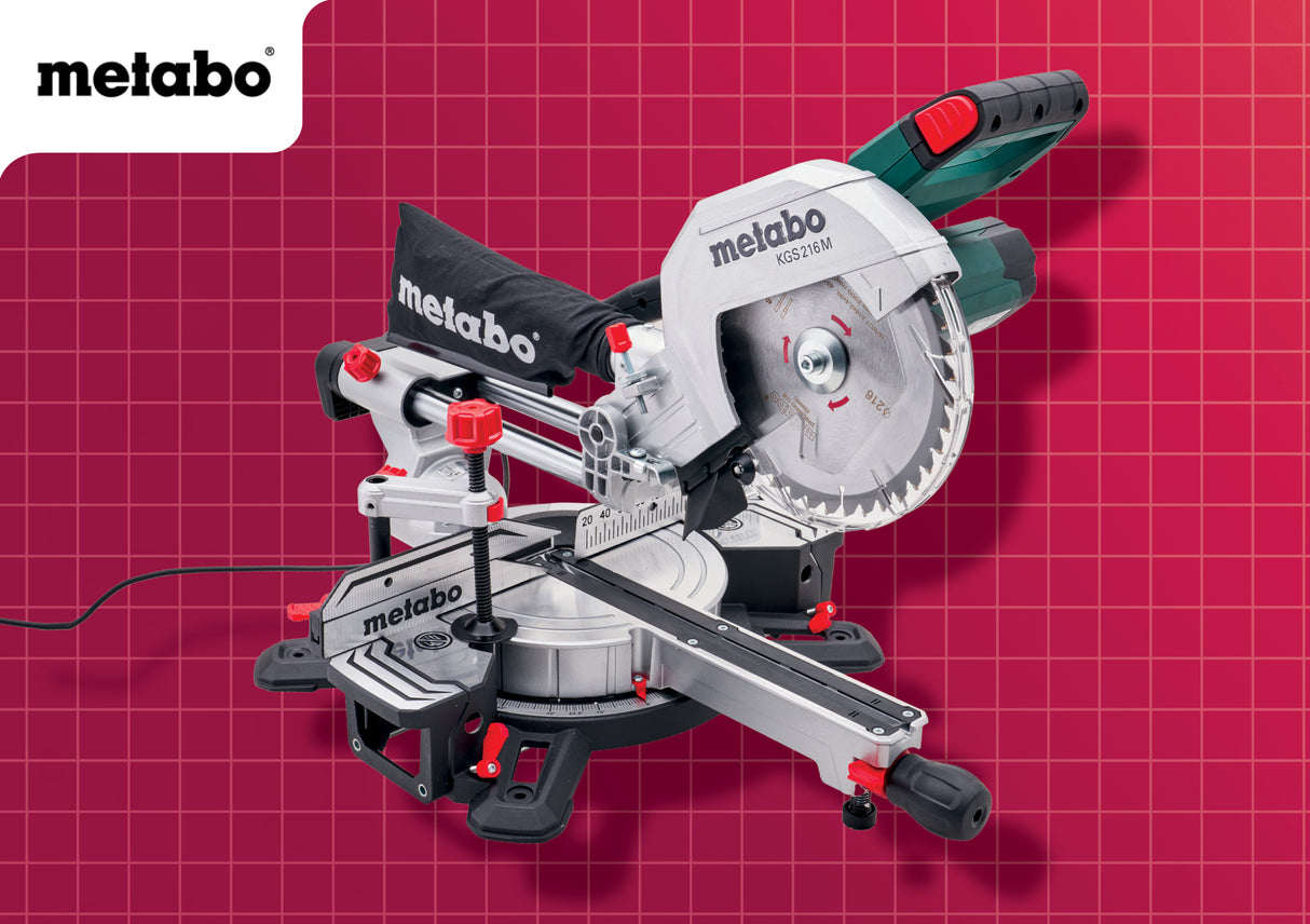 High quality image of Metabo 216mm Cross Cut Mitre Saw, availble from T.H. Wiggans Ironmongery in Kendal