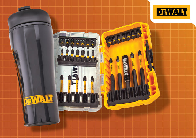 High quality image of DeWalt 32 Piece FlexTorq Bit Set & Travel Mug, availble from T.H. Wiggans Ironmongery in Kendal