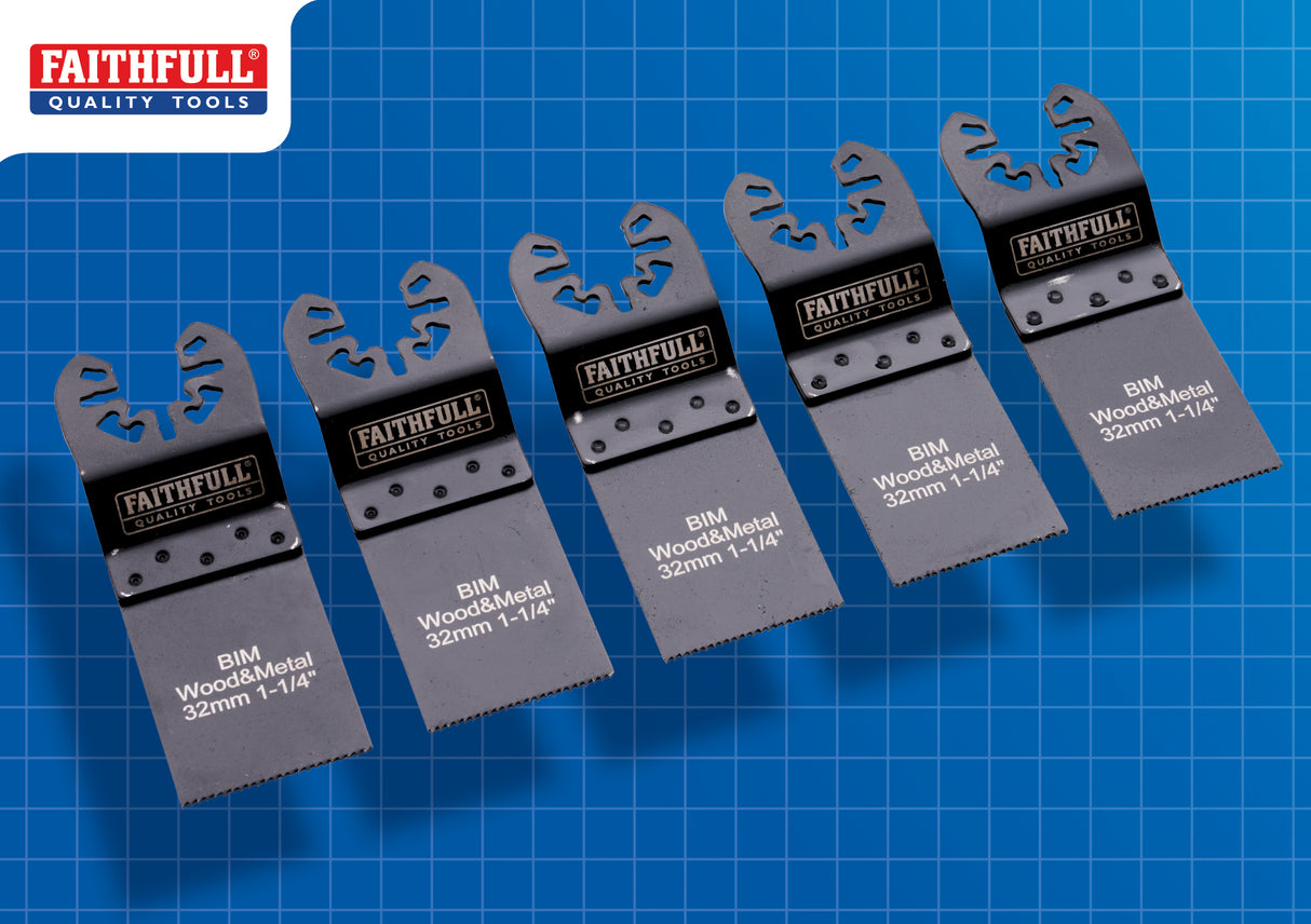 High quality image of Faithfull 5 Piece Multi-Tool Blade Set, availble from T.H. Wiggans Ironmongery in Kendal