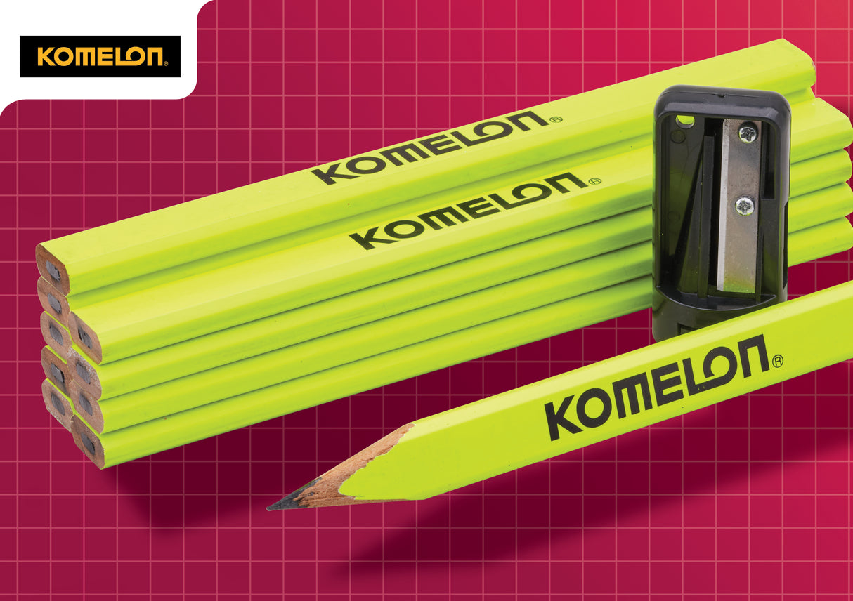 High quality image of Komelon Carpenters Pencils & Sharpener Set, availble from T.H. Wiggans Ironmongery in Kendal