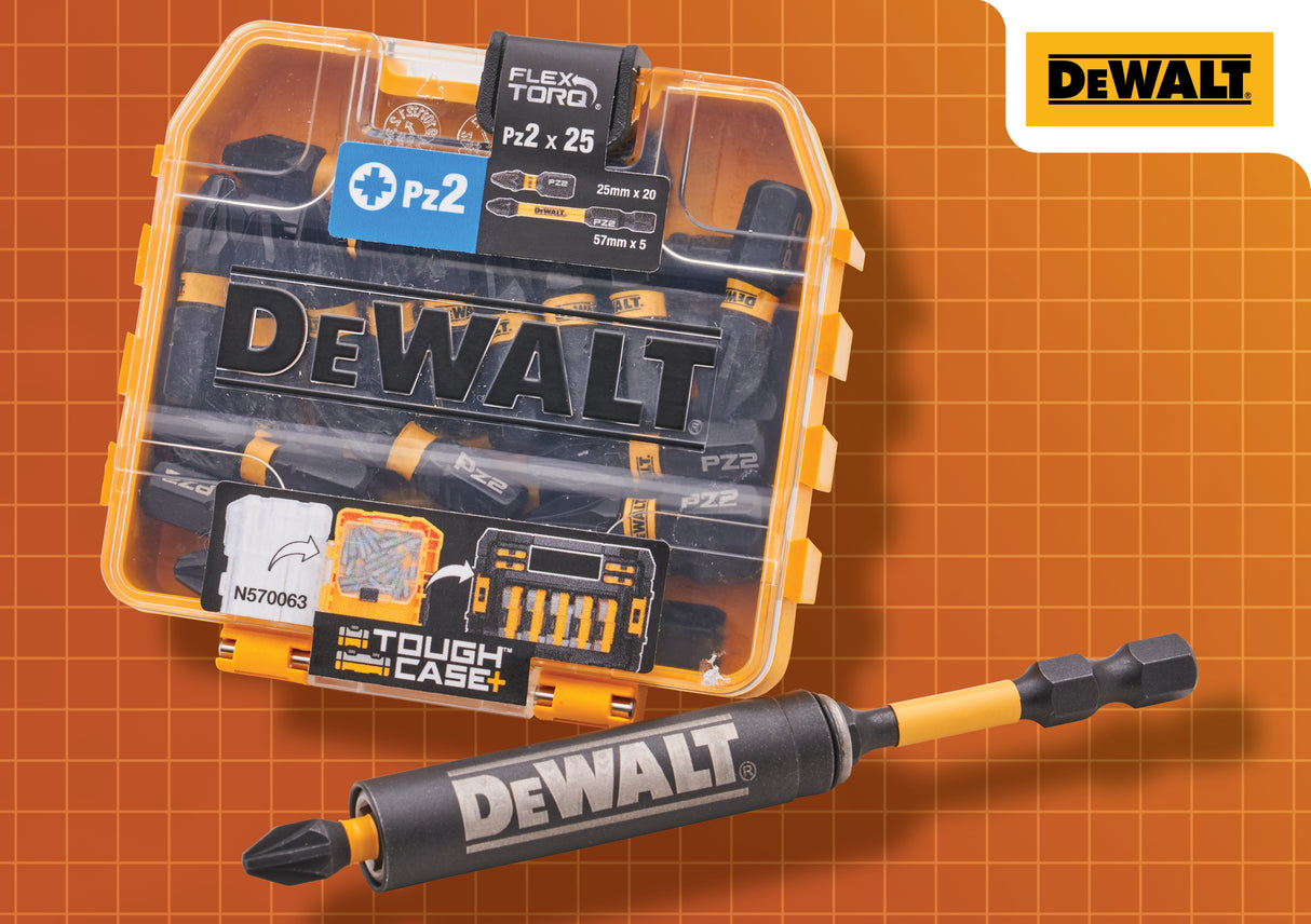 High quality image of DeWalt PZ2 Screwdriver Bit Pack & Bit Holder, availble from T.H. Wiggans Ironmongery in Kendal