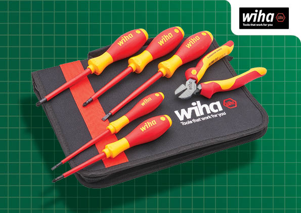 High quality image of Wiha Electrician's VDE Screwdriver & Plier Set, availble from T.H. Wiggans Ironmongery in Kendal