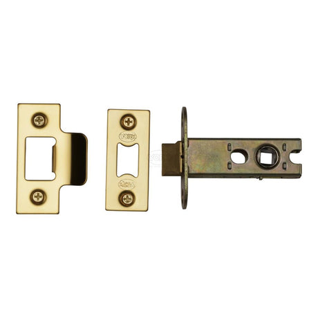 This is an image of a York - Architectural Tubular Latch 2 1/2" Polished Brass Finish, ykal2-pb that is available to order from T.H Wiggans Ironmongery in Kendal.