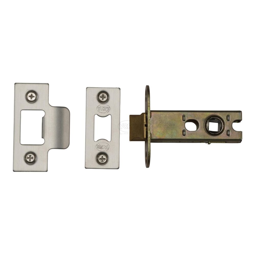 This is an image of a York - Architectural Tubular Latch 2 1/2" Satin Chrome/Nickel Finish, ykal2-sn-sc that is available to order from T.H Wiggans Ironmongery in Kendal.