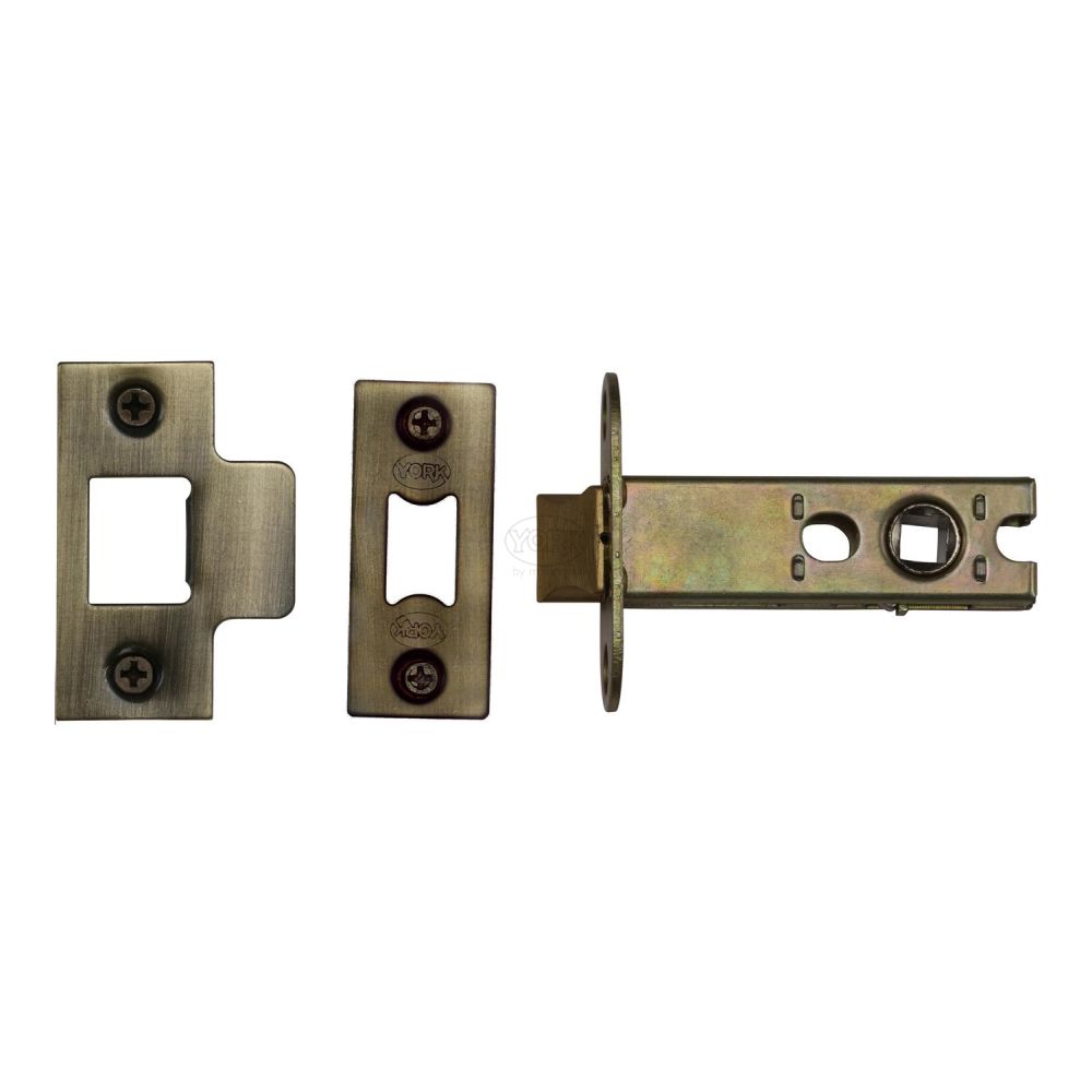 This is an image of a York - Architectural Tubular Latch 3" Antique Brass Finish, ykal3-at that is available to order from T.H Wiggans Ironmongery in Kendal.