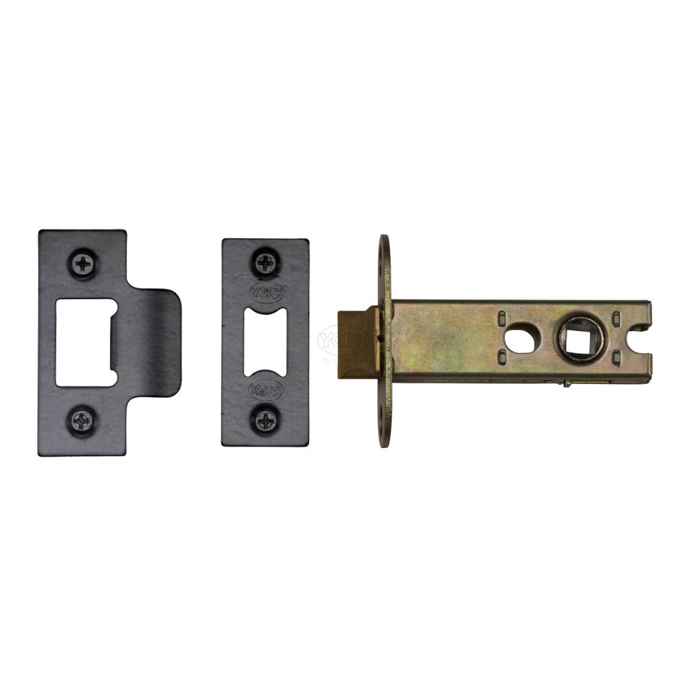 This is an image of a York - Architectural Tubular Latch 3" Black Enamel Finish, ykal3-blk that is available to order from T.H Wiggans Ironmongery in Kendal.