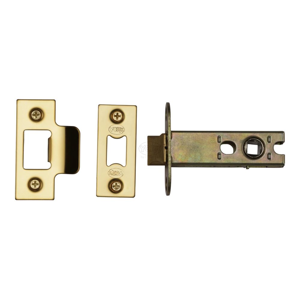 This is an image of a York - Architectural Tubular Latch 3" Polished Brass Finish, ykal3-pb that is available to order from T.H Wiggans Ironmongery in Kendal.
