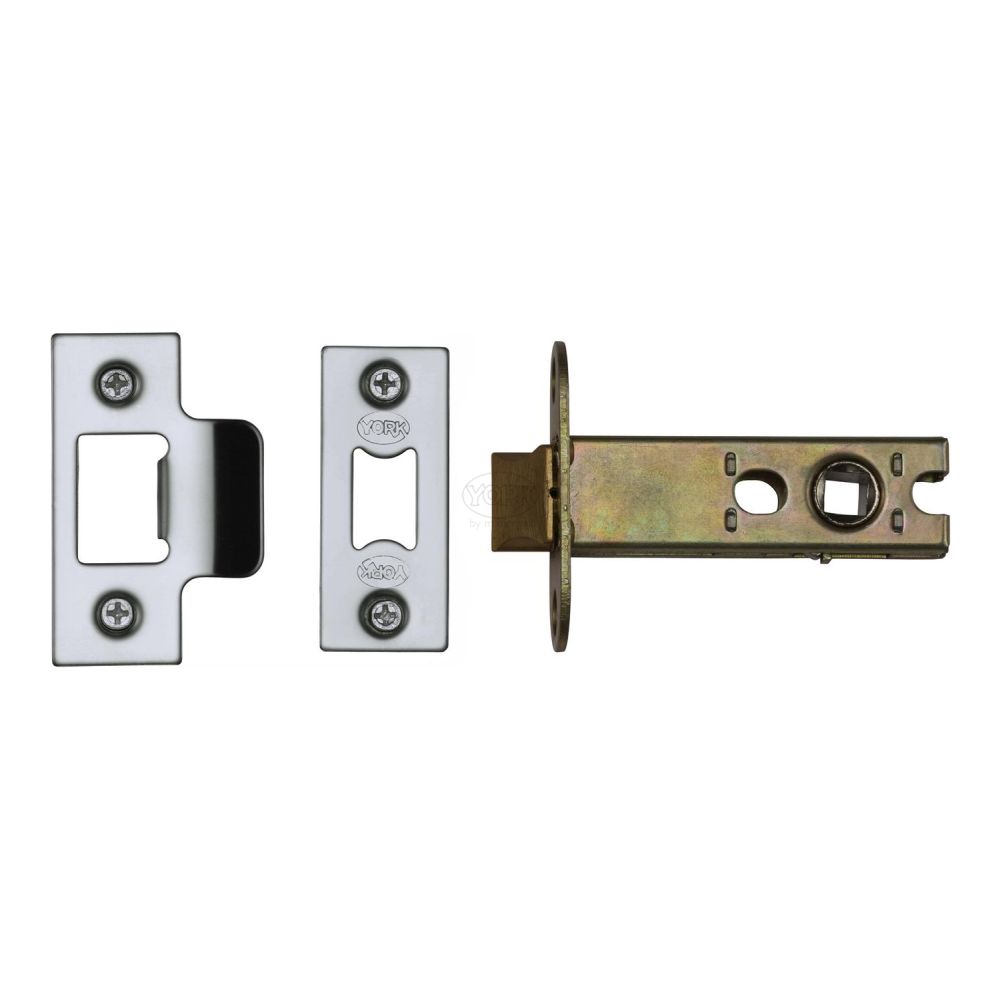 This is an image of a York - Architectural Tubular Latch 3" Polished Chrome/Nickel Finish, ykal3-pc-pn that is available to order from T.H Wiggans Ironmongery in Kendal.