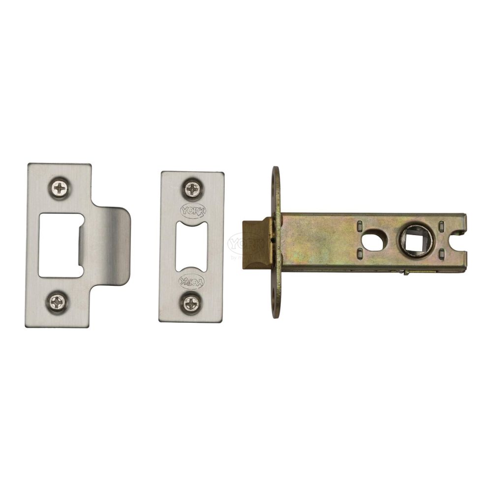 This is an image of a York - Architectural Tubular Latch 3" Satin Chrome/Nickel Finish, ykal3-sn-sc that is available to order from T.H Wiggans Ironmongery in Kendal.