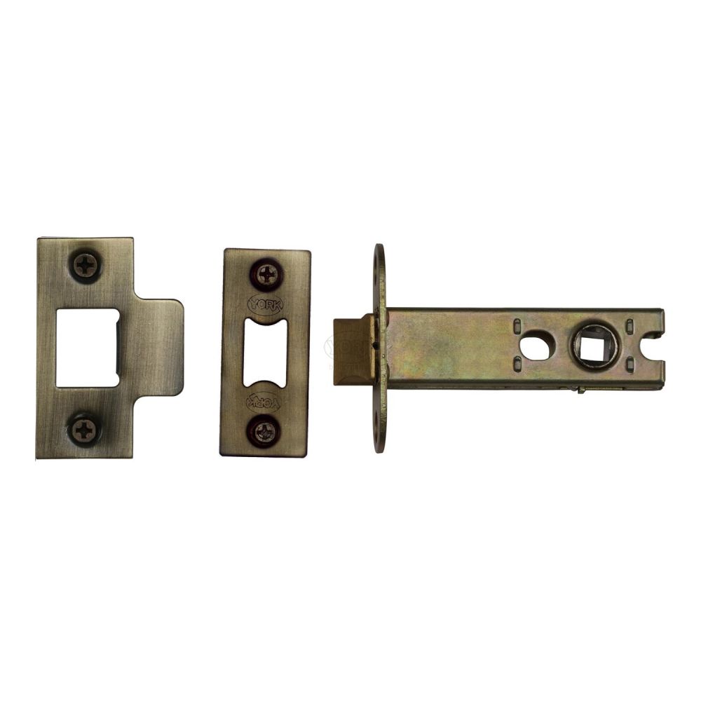 This is an image of a York - Architectural Tubular Latch 4" Antique Brass Finish, ykal4-at that is available to order from T.H Wiggans Ironmongery in Kendal.