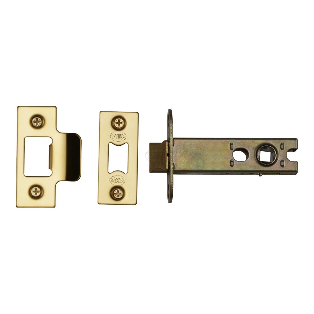 This is an image of a York - Architectural Tubular Latch 4" Polished Brass Finish, ykal4-pb that is available to order from T.H Wiggans Ironmongery in Kendal.