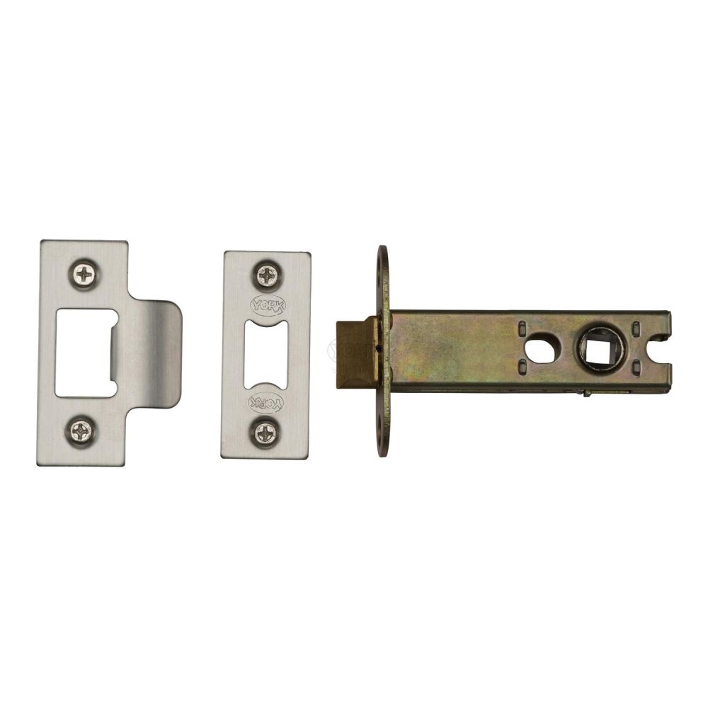 This is an image of a York - Architectural Tubular Latch 4" Satin Chrome/Nickel Finish, ykal4-sn-sc that is available to order from T.H Wiggans Ironmongery in Kendal.