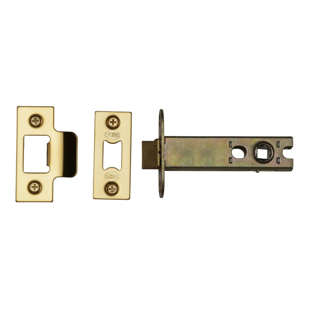 This is an image of a York - Architectural Tubular Latch 5" Polished Brass Finish, ykal5-pb that is available to order from T.H Wiggans Ironmongery in Kendal.