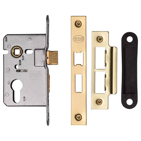 This is an image of a York - EURO SASH LOCK 2 1/2" PB, ykasle2-pb that is available to order from T.H Wiggans Ironmongery in Kendal.