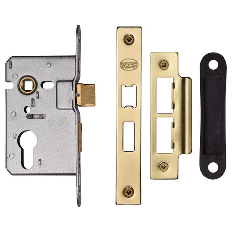 This is an image of a York - EURO SASH LOCK 2 1/2" SB, ykasle2-sb that is available to order from T.H Wiggans Ironmongery in Kendal.
