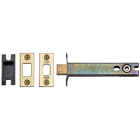 This is an image of a York - 5" Tubular Bathroom Bolt Polished Brass, ykbdb5n-pb that is available to order from T.H Wiggans Ironmongery in Kendal.