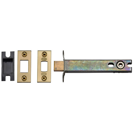 This is an image of a York - 5" Tubular Bathroom Bolt Satin Brass, ykbdb5n-sb that is available to order from T.H Wiggans Ironmongery in Kendal.