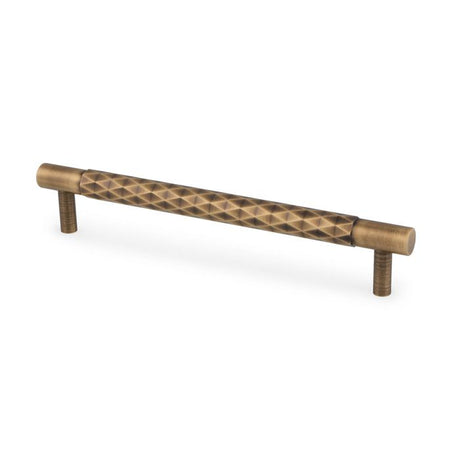 This is an image showing Alexander & Wilks Diamond Cut Cabinet Pull Handle - 160mm C/C - Antique Brass - AW846-160-AB available to order from T.H. Wiggans Ironmongery in Kendal, quick delivery and discounted prices.