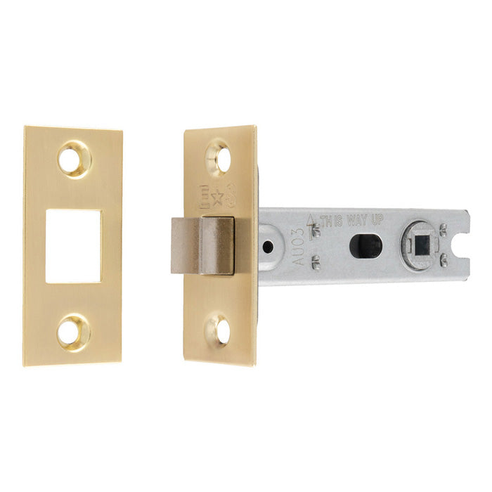 This image shows Eurospec - Bolt-Through Tubular Deadbolt - Satin Brass - 76mm - btd30sb available from T.H. Wiggans Ironmongery in Kendal.