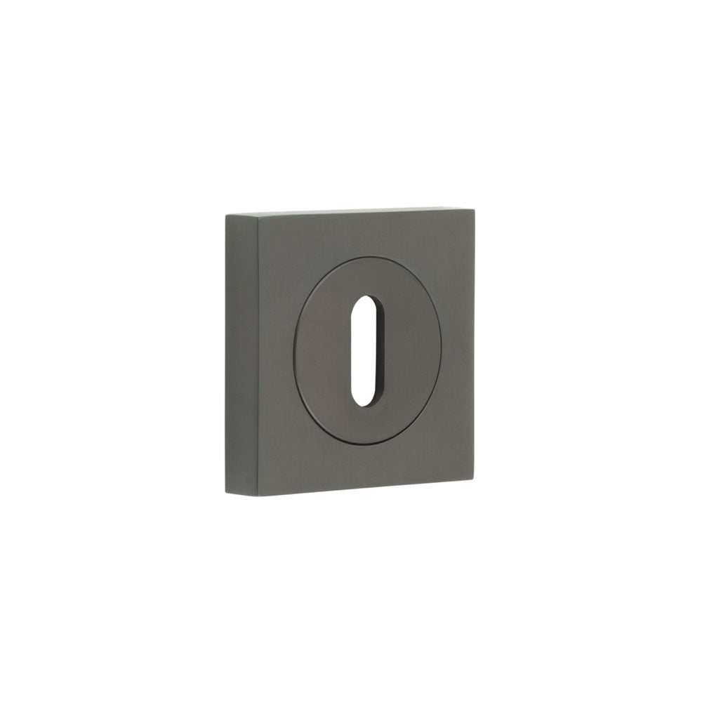 This is an image showing the Frelan - Burlington Standard Keyway Escutcheons Square Plain Rose Dark Bronze available to order from T.H. Wiggans Ironmongery in Kendal