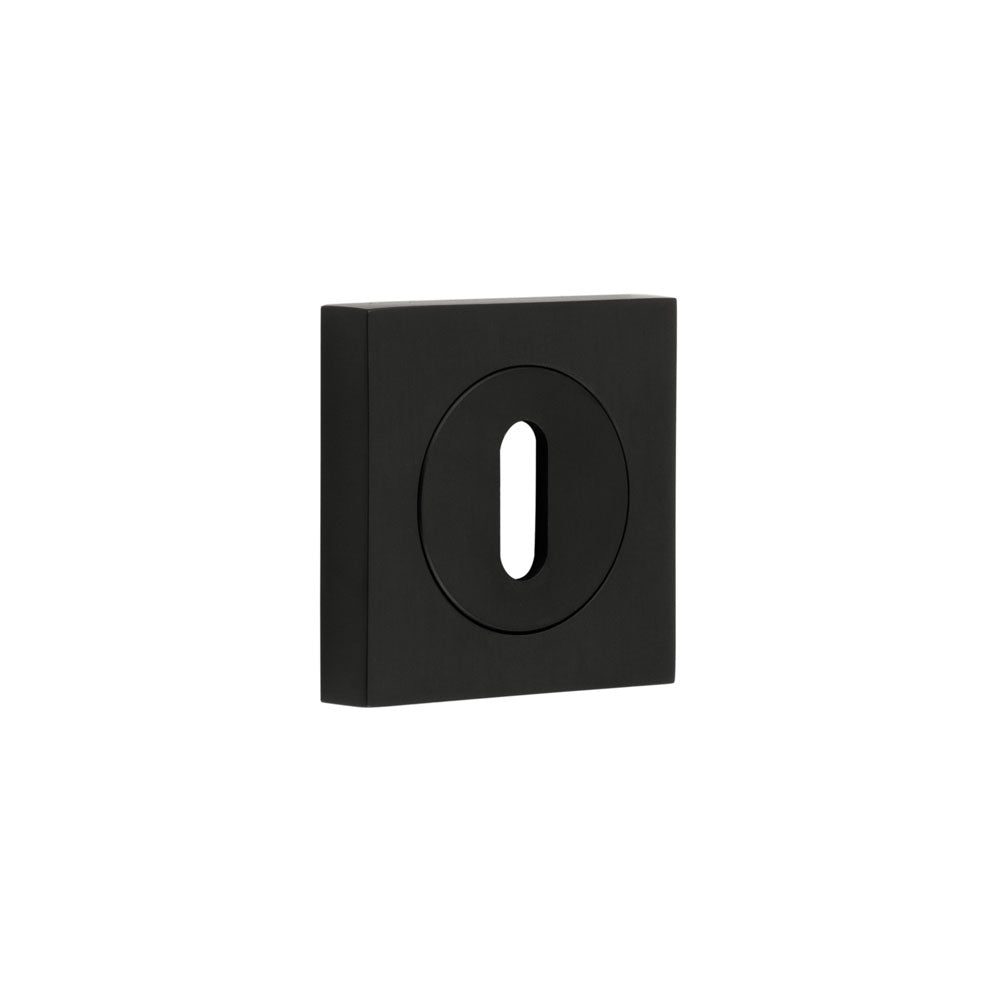This is an image showing the Frelan - Burlington Standard Keyway Escutcheons Square Plain Black available to order from T.H. Wiggans Ironmongery in Kendal