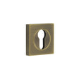 This is an image showing the Frelan - Burlington Euro Profile Escutcheons Square Plain Rose Antique Brass available to order from T.H. Wiggans Ironmongery in Kendal