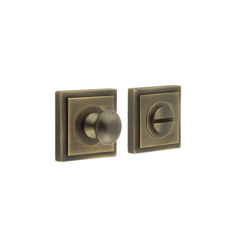 This is an image showing the Frelan - Burlington Turns & Releases Inner 1 Square Stepped Rose Antique Brass available to order from T.H. Wiggans Ironmongery in Kendal