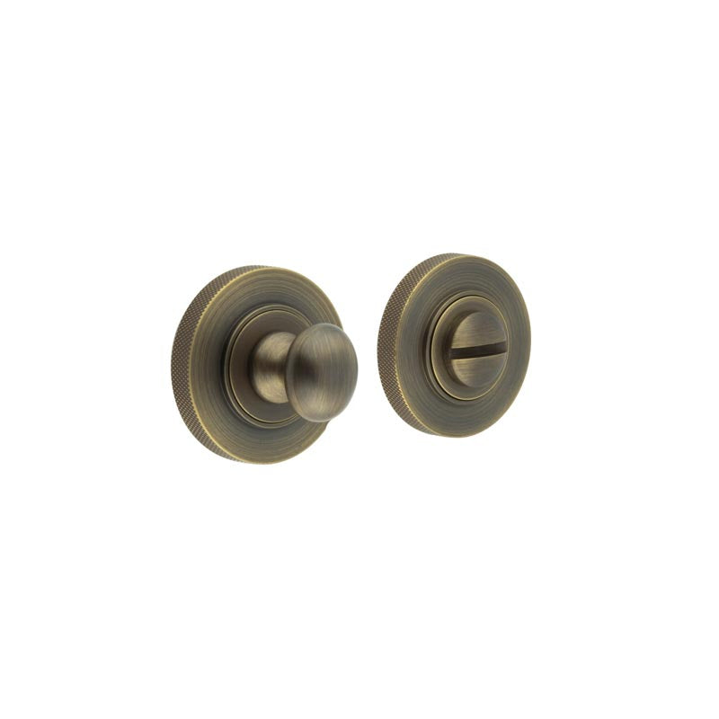 This is an image showing the Frelan - Burlington Turns & Releases Inner 1 Knurled Rose Antique Brass available to order from T.H. Wiggans Ironmongery in Kendal