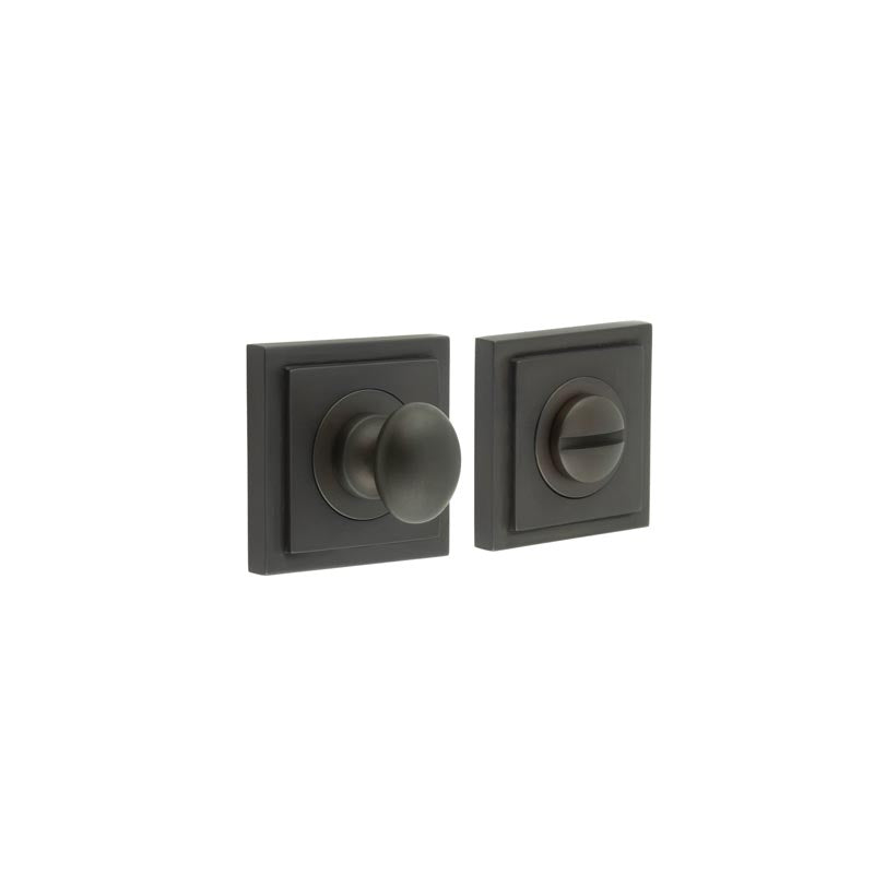 This is an image showing the Frelan - Burlington Turns & Releases Inner 1 Square Stepped Rose Dark Bronze available to order from T.H. Wiggans Ironmongery in Kendal