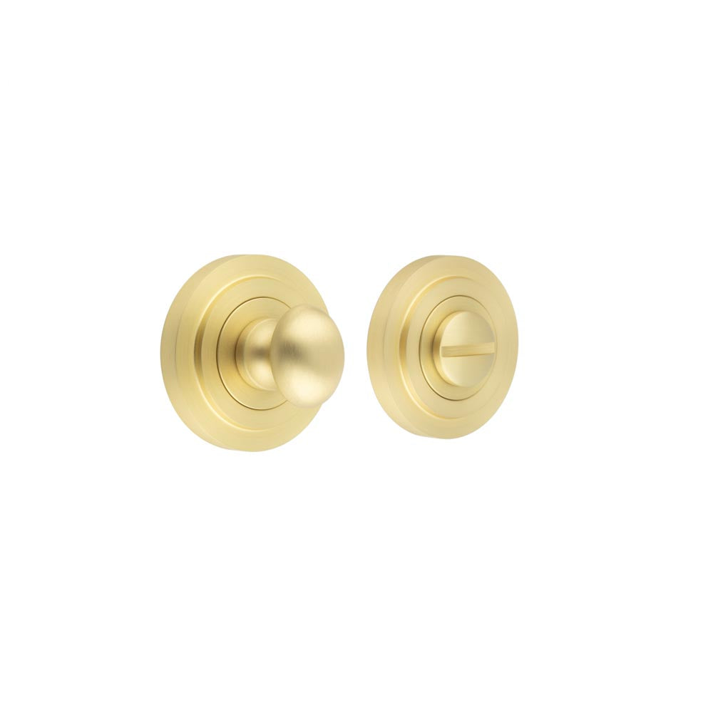 This is an image showing the Frelan - Burlington Turns & Releases Inner 1 Stepped Rose Satin Brass available to order from T.H. Wiggans Ironmongery in Kendal