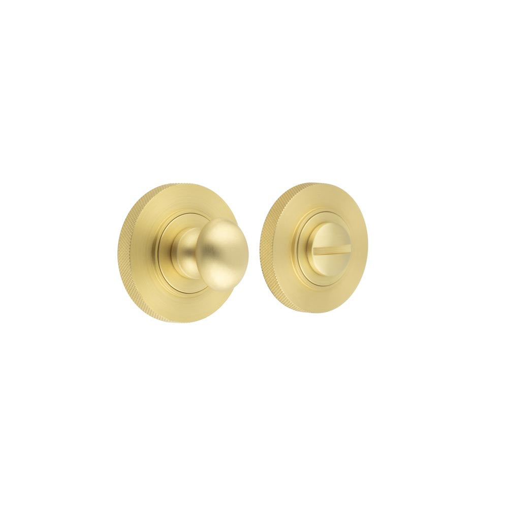 This is an image showing the Frelan - Burlington Turns & Releases Inner 1 Knurled Rose Satin Brass available to order from T.H. Wiggans Ironmongery in Kendal