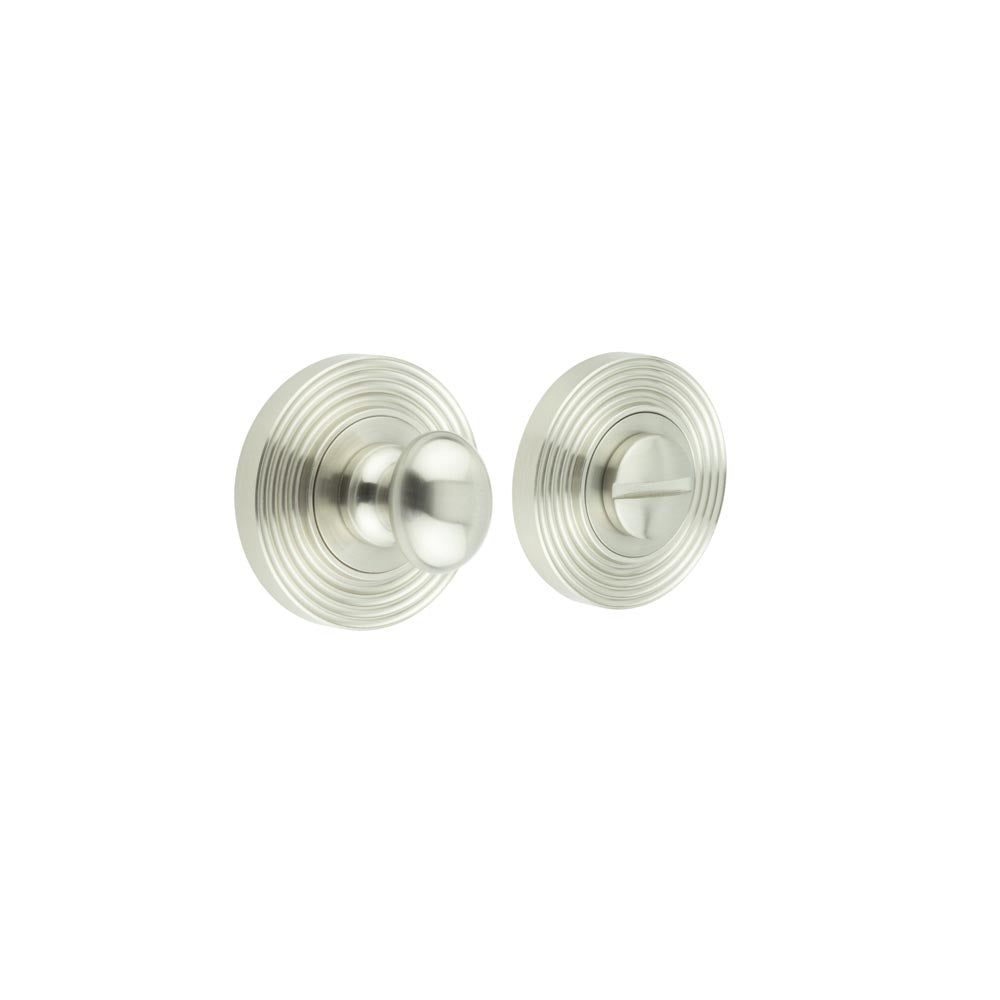 This is an image showing the Frelan - Burlington Turns & Releases Inner 1 Reeded Rose Satin Nickel available to order from T.H. Wiggans Ironmongery in Kendal