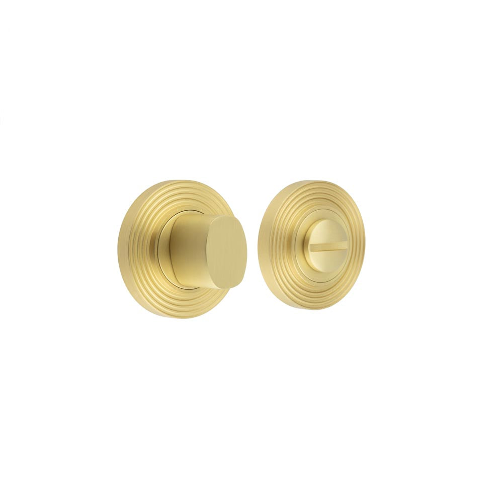 This is an image showing the Frelan - Burlington Turns & Releases Inner 3 Reeded Rose Satin Brass available to order from T.H. Wiggans Ironmongery in Kendal