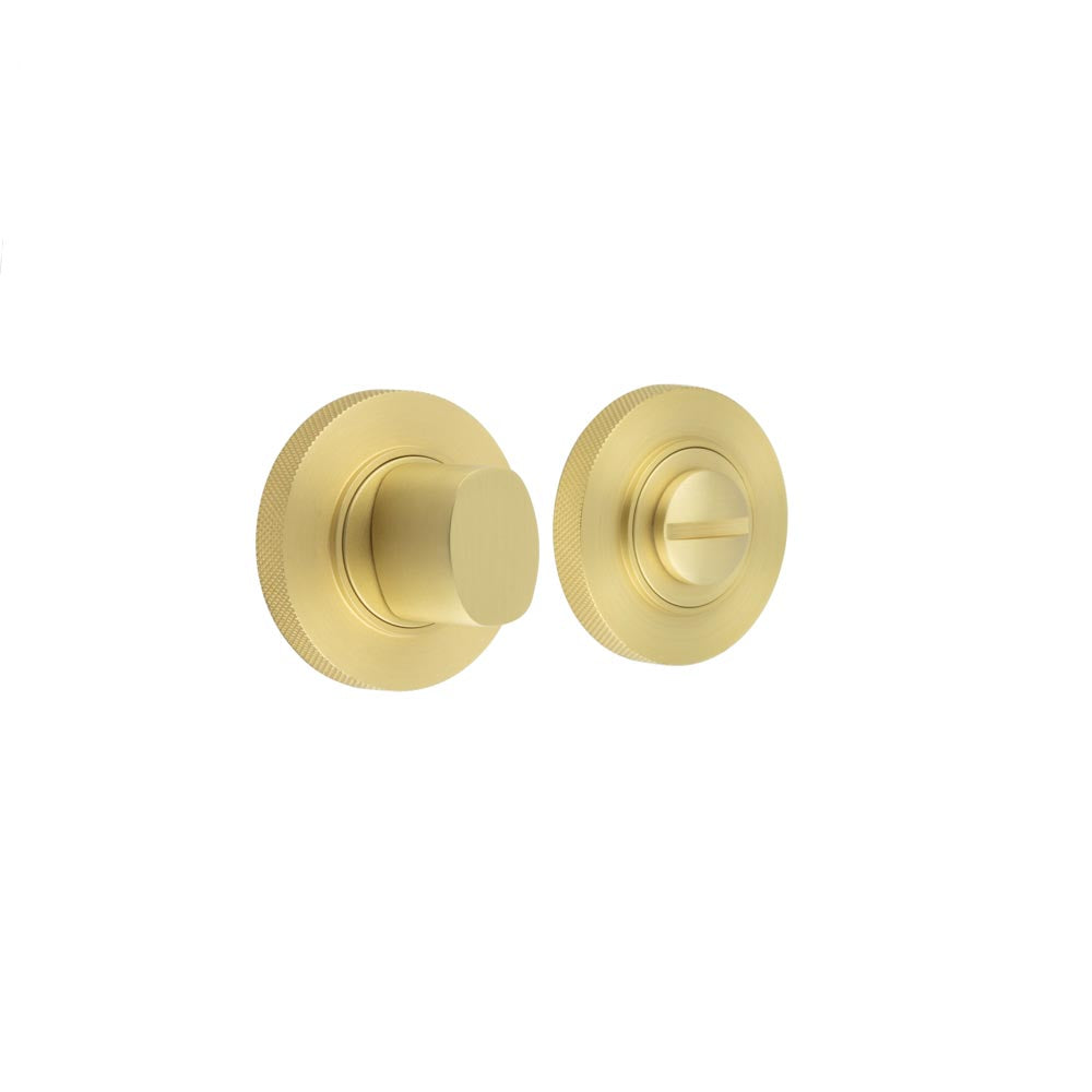 This is an image showing the Frelan - Burlington Turns & Releases Inner 3 Knurled Rose Satin Brass available to order from T.H. Wiggans Ironmongery in Kendal