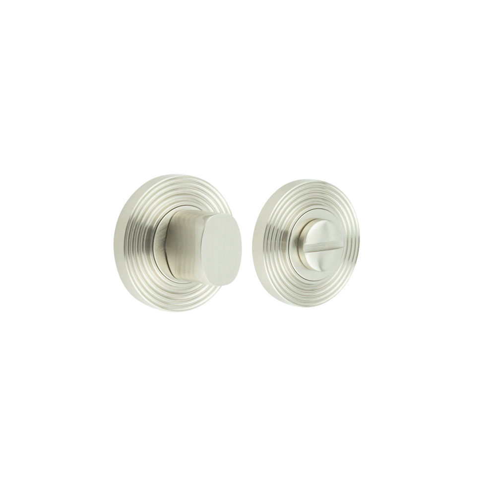 This is an image showing the Frelan - Burlington Turns & Releases Inner 3 Reeded Rose Satin Nickel available to order from T.H. Wiggans Ironmongery in Kendal