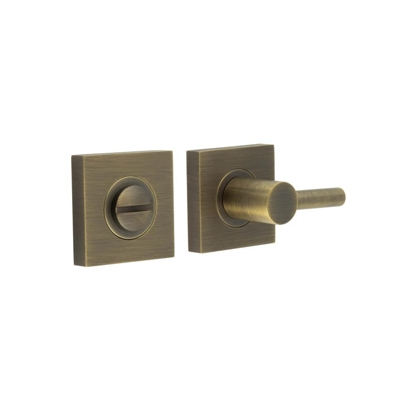 This is an image showing the Frelan - Burlington Easy Turn & Release Square Plain Rose Antique Brass available to order from T.H. Wiggans Ironmongery in Kendal