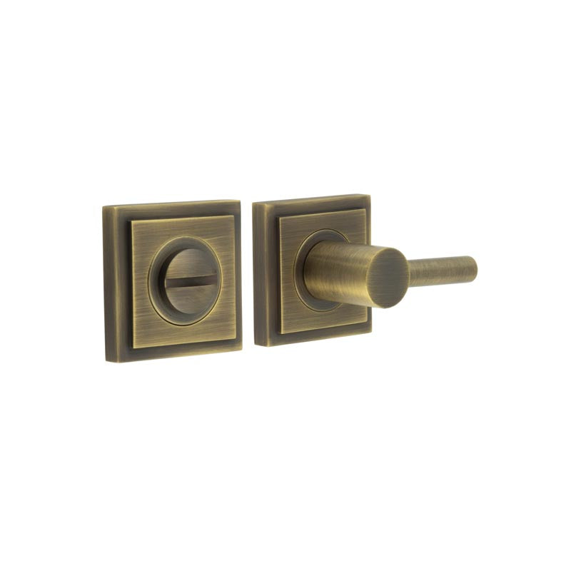 This is an image showing the Frelan - Burlington Easy Turn & Release Square Stepped Rose Antique Brass available to order from T.H. Wiggans Ironmongery in Kendal