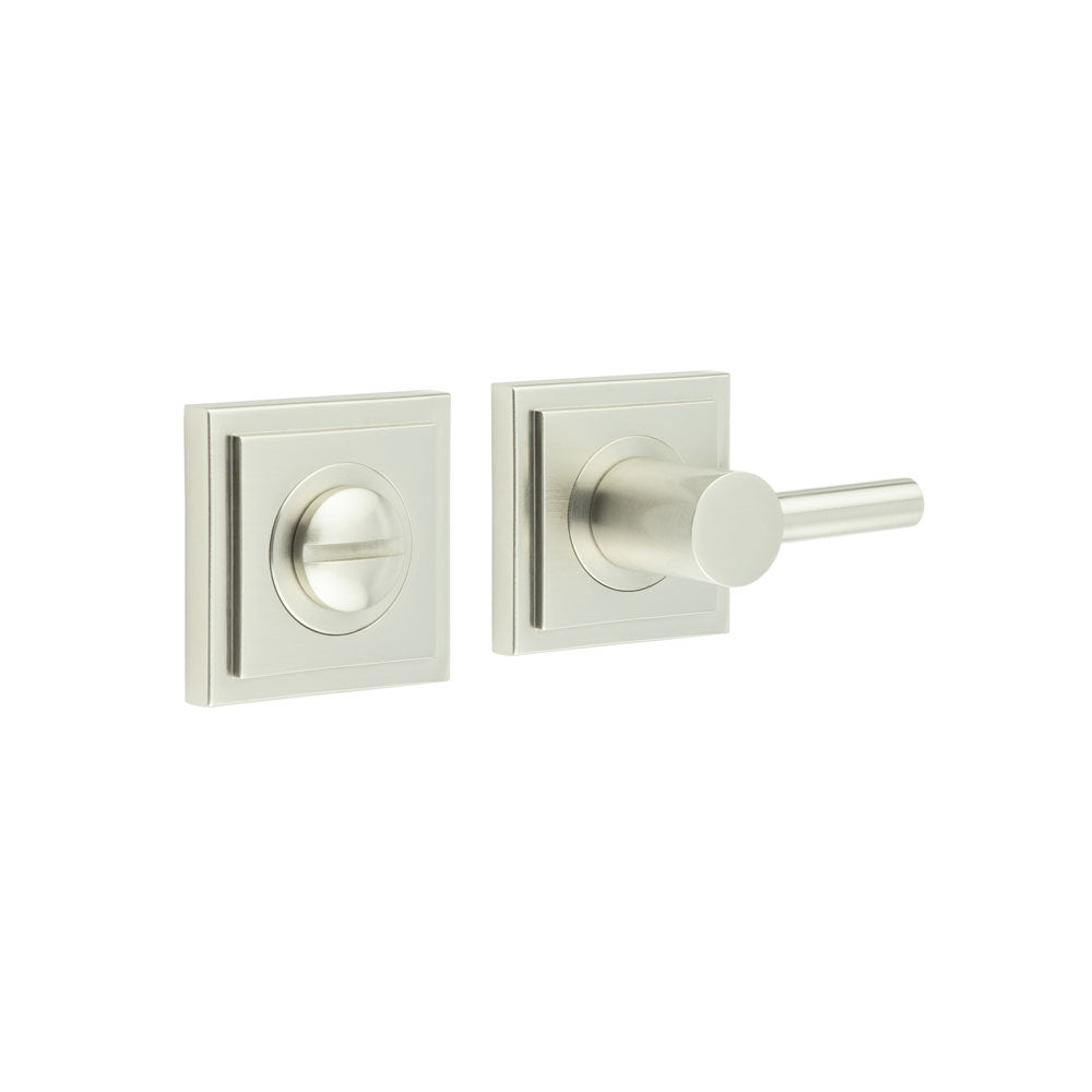 This is an image showing the Frelan - Burlington Easy Turn & Release Square Stepped Rose Satin Nickel available to order from T.H. Wiggans Ironmongery in Kendal
