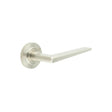 This is an image showing the Frelan - Mayfair Door Handle on Chamfered Rose Satin Nickel available to order from T.H. Wiggans Ironmongery in Kendal
