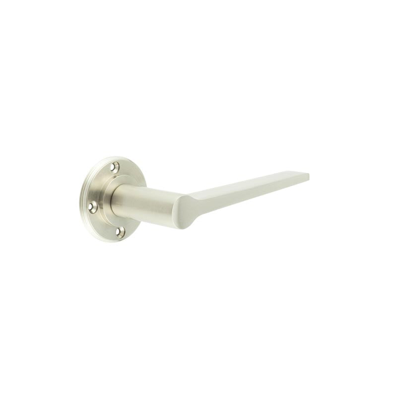 This is an image showing the Burlington - Knightsbridge lever on rose - Satin Nickel available to order from T.H. Wiggans Ironmongery in Kendal