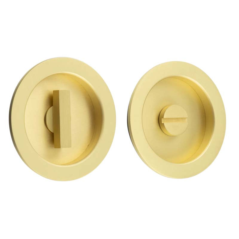 This is an image showing the Burlington - 65x12x3mm SB round concealed WC flush pull set available to order from T.H. Wiggans Ironmongery in Kendal